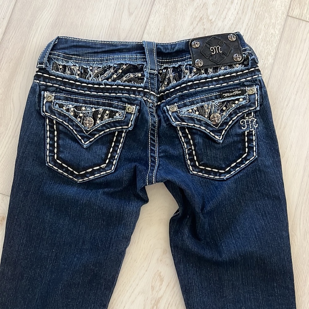 MISS ME BootCut Rhinestones and sequin Jeans - Picture 2 of 5